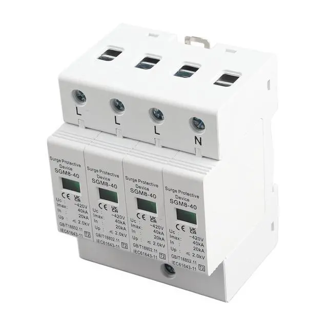 Alt view image 5 of 7 - 4P 40KA House Protector,220V Protective Device,Din Rail LowVoltage Arrester,Fire Proof,High Conductivity,Quick Response,for Protect Electric System,On-Loading Electrical