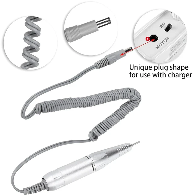 Alt view image 6 of 7 - Electric Nail Drill Pen, Replacement Handle for Electric Nail Drill Machine with 0 to 35000rpm Adjustable Rotating Speed Nail Drill Machine Handpiece