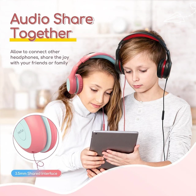 Alt view image 7 of 7 - K1 Kids Headphones Wired with Mic, Headphone for Kids School 3Packs
