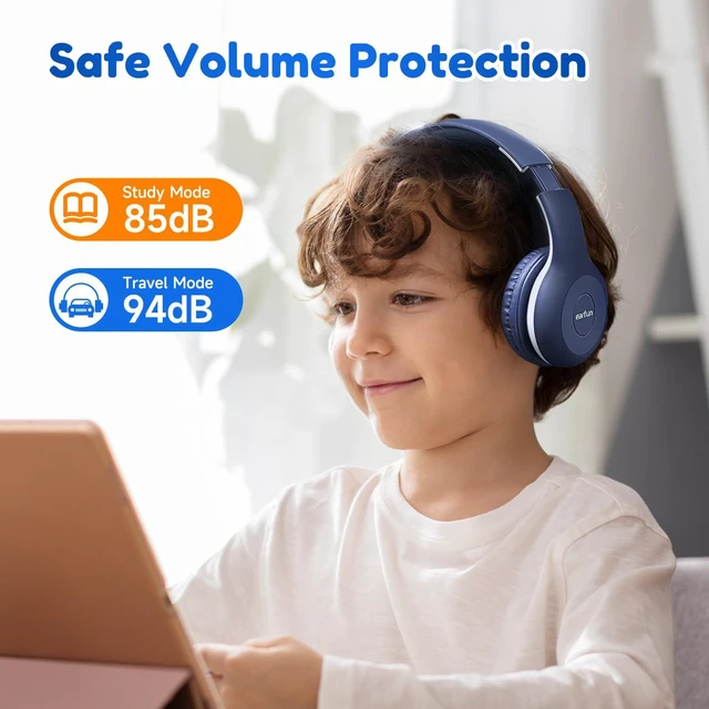 Alt view image 3 of 7 - Kids Bluetooth Headphones, K2 Kids Headphones with Volume Limited, 40H Playtime S1 Kids Headphones, Foldable Wired Headphones for Kids, 85dB Volume Limit