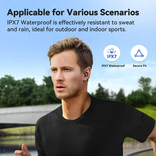 Alt view image 7 of 7 - OpenJump Open Ear Headphones, Wireless Earbuds with Ergonomic Earhook, Hi-Res Sound, LDAC, 4 Mics ENC Call, 42H Playtime, Multipoint Connection, IPX7 Waterproof, Snug Fit for Workout, Running