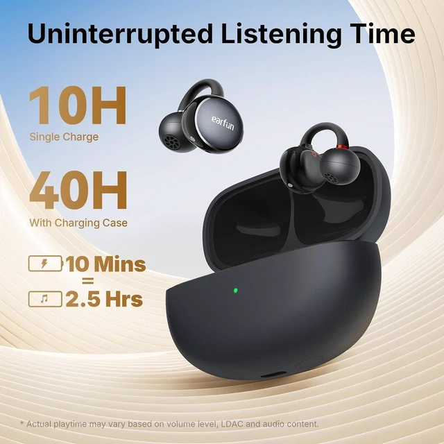 Alt view image 7 of 7 - Clip Open Ear Earbuds, Wireless Clip On Headphones for Sports, Black