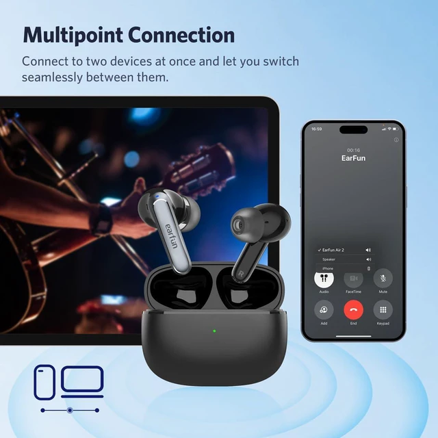 Alt view image 5 of 7 - Air 2 Wireless Earbuds, 10mm Drivers with LDAC Bluetooth Earbuds