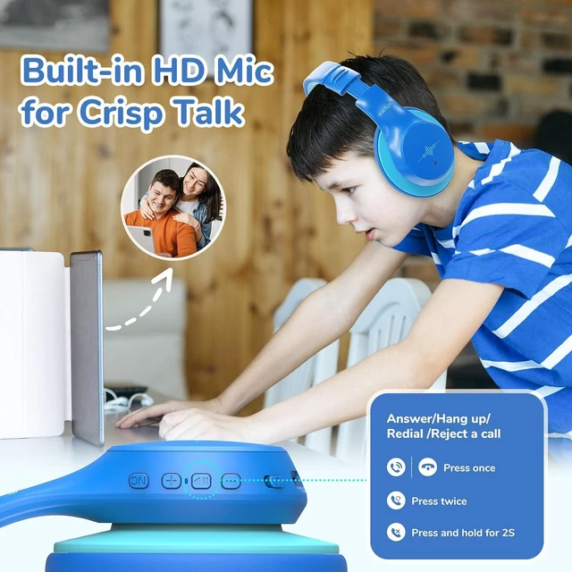 Alt view image 5 of 7 - K4NC Active Noise Cancelling Headphones for Kids,120H Playtime Blue