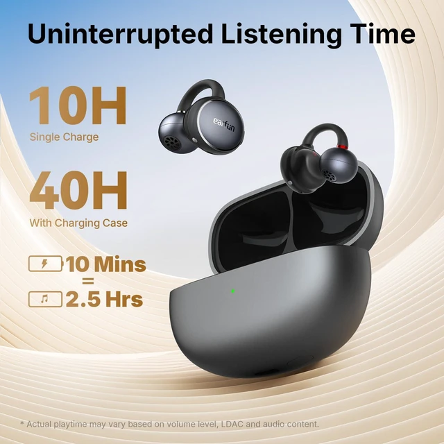 Alt view image 7 of 7 - Clip Open Ear Earbuds, Wireless Clip On Headphones for Sports, Grey