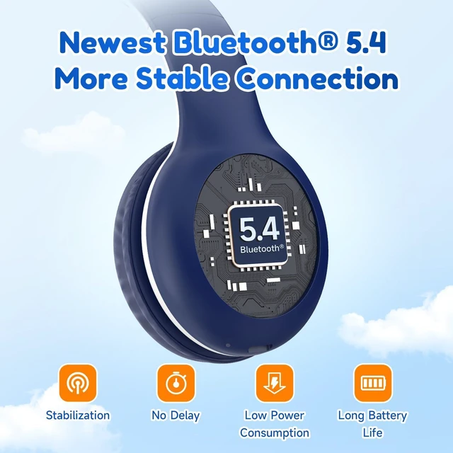 Alt view image 5 of 7 - Kids Bluetooth Headphones, K2 Kids Headphones with Volume Limited, 40H Playtime S1 Kids Headphones, Foldable Wired Headphones for Kids, 85dB Volume Limit