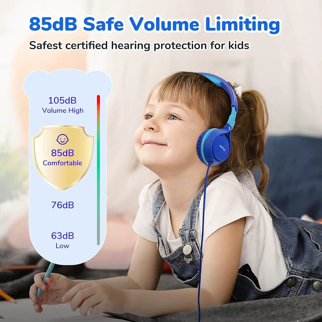 Alt view image 2 of 7 - S1 Kids Headphones, Foldable Wired Headphones for Kids, 85dB Volume Limit OpenJump Open Ear Headphones, Wireless Earbuds with Ergonomic Earhook, Hi-Res Sound