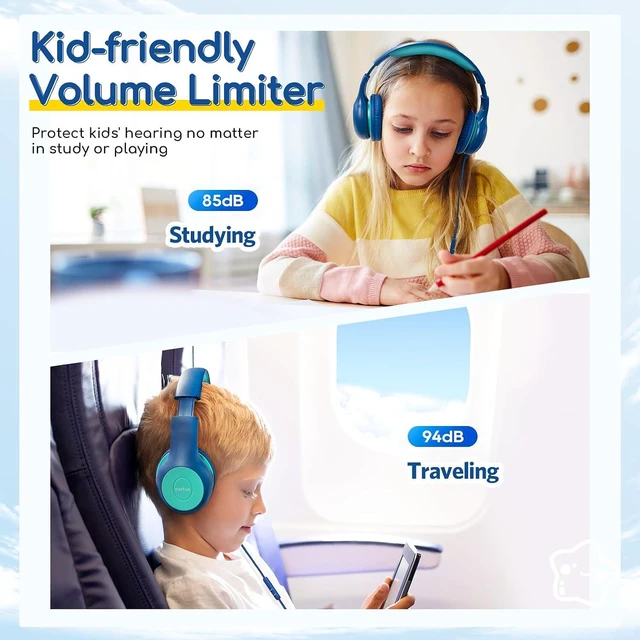 Alt view image 4 of 7 - K1 Kids Headphones Wired with Microphone, Portable Wired Headphones with Shareport K3 Kids Headphones, Over Ear Headphones with Microphones, 85/94dB Safe Volume Limit