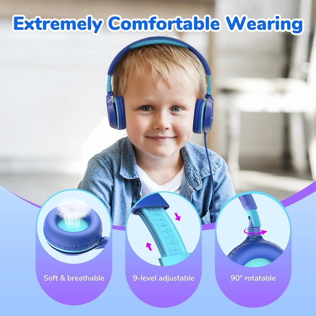 Alt view image 3 of 7 - S1 Kids Headphones, Foldable Wired Headphones for Kids, 85dB Volume Limit OpenJump Open Ear Headphones, Wireless Earbuds with Ergonomic Earhook, Hi-Res Sound