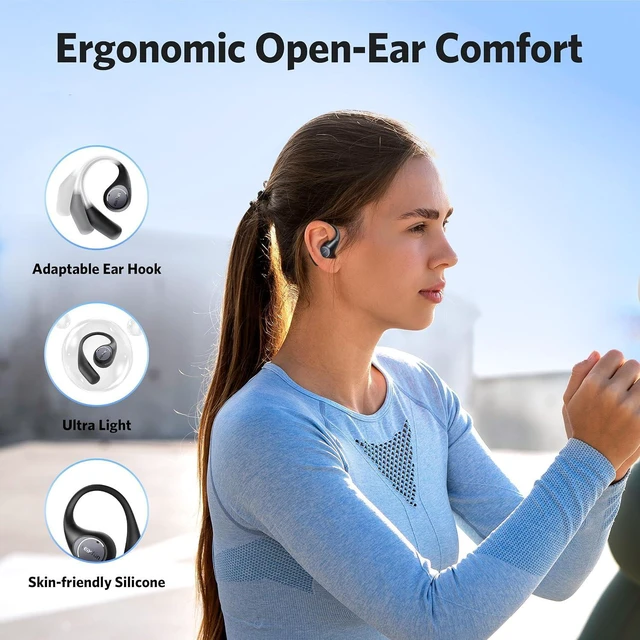 Alt view image 6 of 7 - S1 Kids Headphones, Foldable Wired Headphones for Kids, 85dB Volume Limit OpenJump Open Ear Headphones, Wireless Earbuds with Ergonomic Earhook, Hi-Res Sound