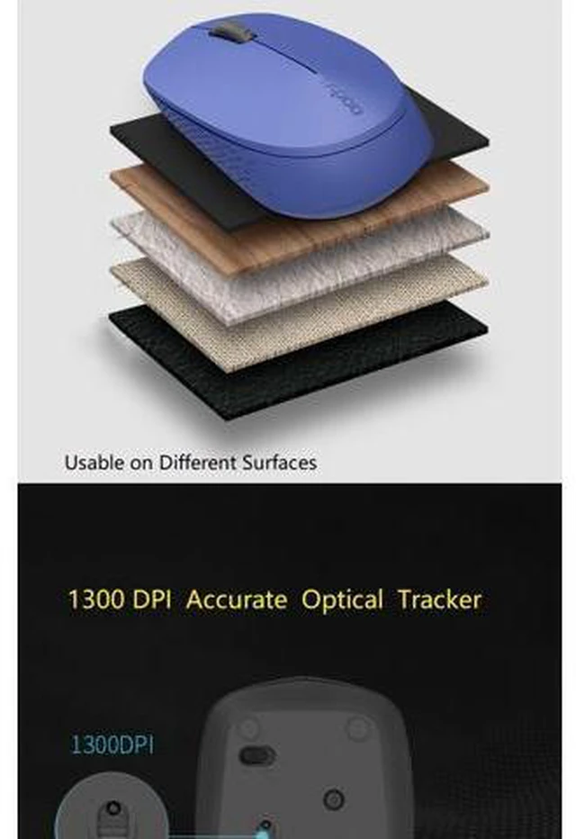 Alt view image 4 of 7 - T100 Ergonomic Design, Wireless 3 Modes(Bluetooth4.0and 3.0, 2.4GHz Wireless) Connection 1300DPI Silent Mouse For Office And Game - Black