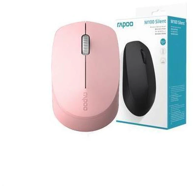 Main image of T100 Ergonomic Design, Wireless 3 Modes(Bluetooth4.0and 3.0, 2.4GHz Wireless) Connection 1300DPI Silent Mouse For Office And Game - Pink