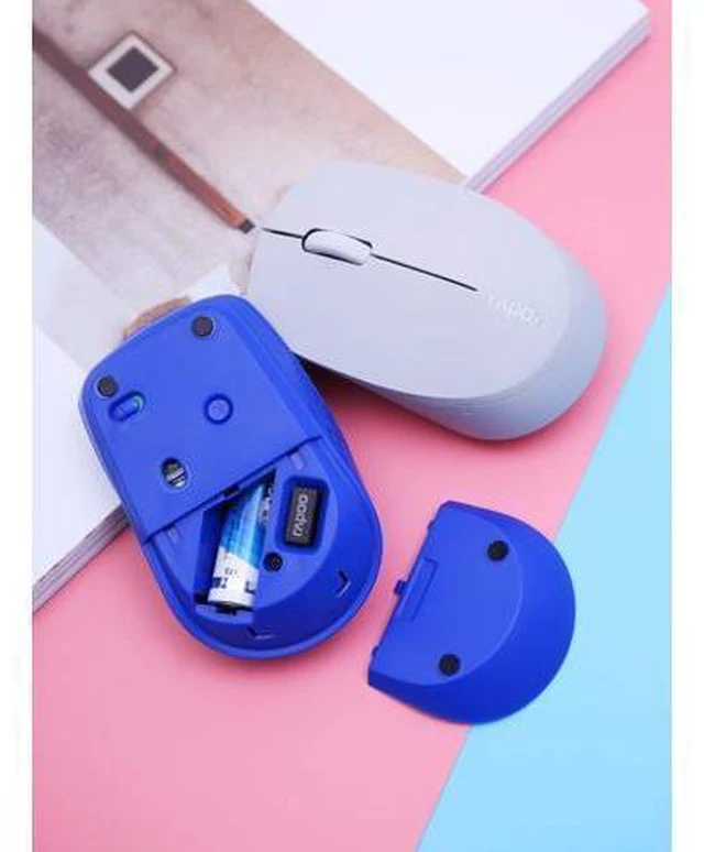 Alt view image 3 of 7 - T100 Ergonomic Design, Wireless 3 Modes(Bluetooth4.0and 3.0, 2.4GHz Wireless) Connection 1300DPI Silent Mouse For Office And Game - Light Grey