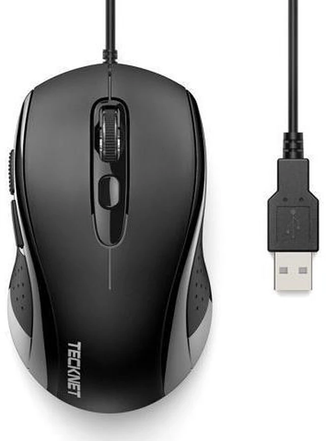 Main image of Wired Mouse, USB Wired Computer Mice, 3600DPI 4 Adjustable Levels, 6-Button Ergonomic Mouse for Laptop PC Desktop Notebook - Black