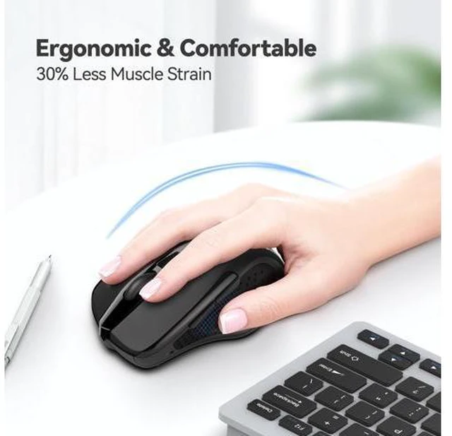 Alt view image 4 of 7 - Wireless Mouse, 2.4G Ergonomic Optical Mouse, Computer Mouse for Laptop, PC, Computer, Chromebook, Notebook, 6 Buttons, 24 Months Battery Life, 2600 DPI, 5 Adjustment Levels - Black