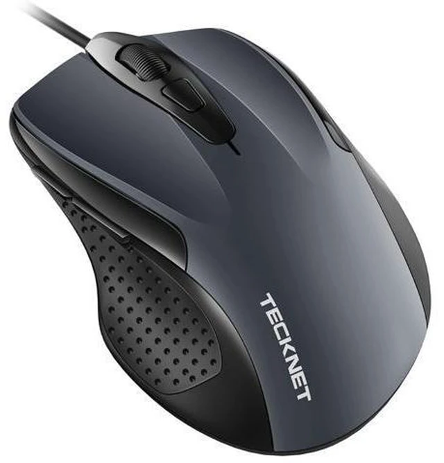 Main image of USB Wired Mouse, 6-Button Corded Computer Mouse with 4 Adjustable DPI, Optical Computer Mice with Ergonomic Design and 5FT Cord for Laptop, Chromebook, PC, Desktop, Mac, Notebook-Gray