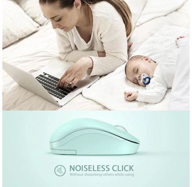 Alt view image 2 of 7 - Wireless Mouse for Laptop, 2.4G Noiseless Mouse with USB Receiver - Optical Tracking Portable Computer Mice for Chromebook, PC, Tablet, Windows System, 24 Months Battery Life - Mint Green