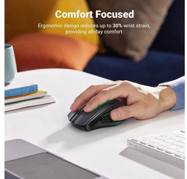 Alt view image 2 of 7 - Wireless Mouse 2.4G with USB Receiver, 5-Level 4000 DPI 6 Buttons,18 Months Battery Life Cordless Mouse, Ergonomic Computer Mice for Laptop, Computer, PC, MacBook, Chromebook Black