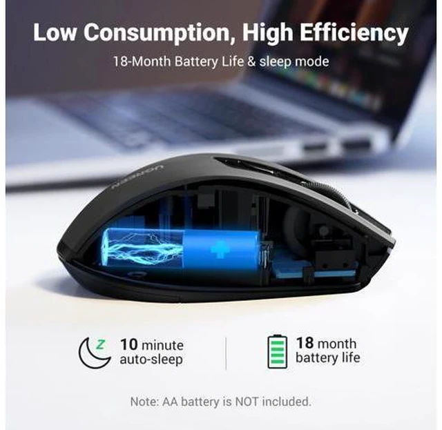 Alt view image 7 of 7 - Wireless Mouse 2.4G with USB Receiver, 5-Level 4000 DPI 6 Buttons,18 Months Battery Life Cordless Mouse, Ergonomic Computer Mice for Laptop, Computer, PC, MacBook, Chromebook Black