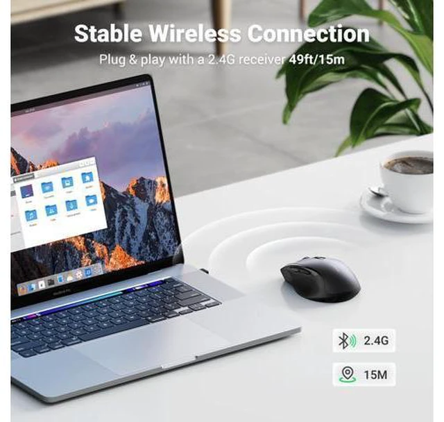 Alt view image 6 of 7 - Wireless Mouse 2.4G with USB Receiver, 5-Level 4000 DPI 6 Buttons,18 Months Battery Life Cordless Mouse, Ergonomic Computer Mice for Laptop, Computer, PC, MacBook, Chromebook Black