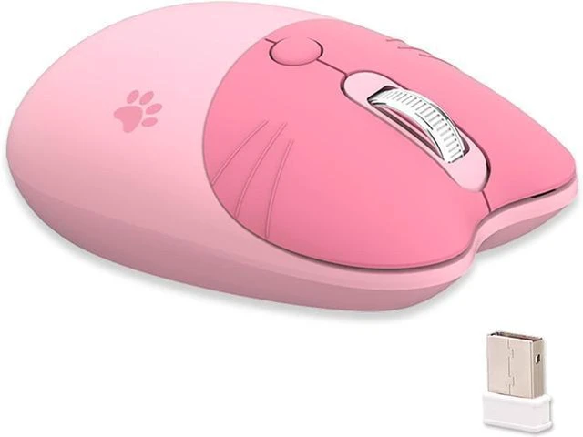 Main image of Lomiluskr Cute Cat Wireless Mouse, Lightweight Soundless Mouse, 2.4G Wireless Mice, Candy Colors, Kawaii Mouse for Girls and Kids (Pink)