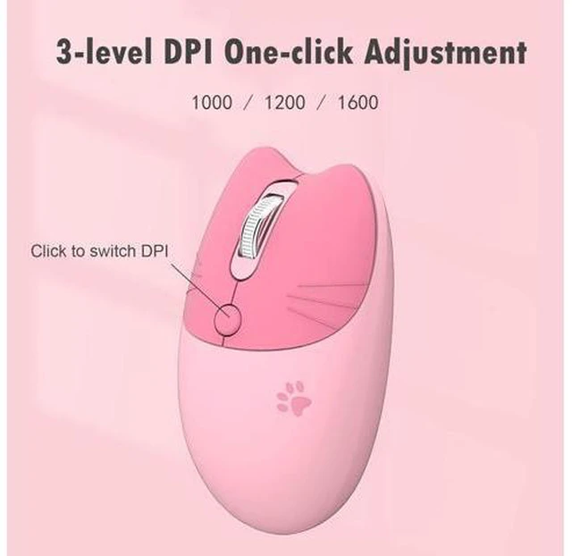 Alt view image 4 of 7 - Lomiluskr Cute Cat Wireless Mouse, Lightweight Soundless Mouse, 2.4G Wireless Mice, Candy Colors, Kawaii Mouse for Girls and Kids (Pink)