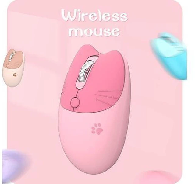 Alt view image 7 of 7 - Lomiluskr Cute Cat Wireless Mouse, Lightweight Soundless Mouse, 2.4G Wireless Mice, Candy Colors, Kawaii Mouse for Girls and Kids (Pink)