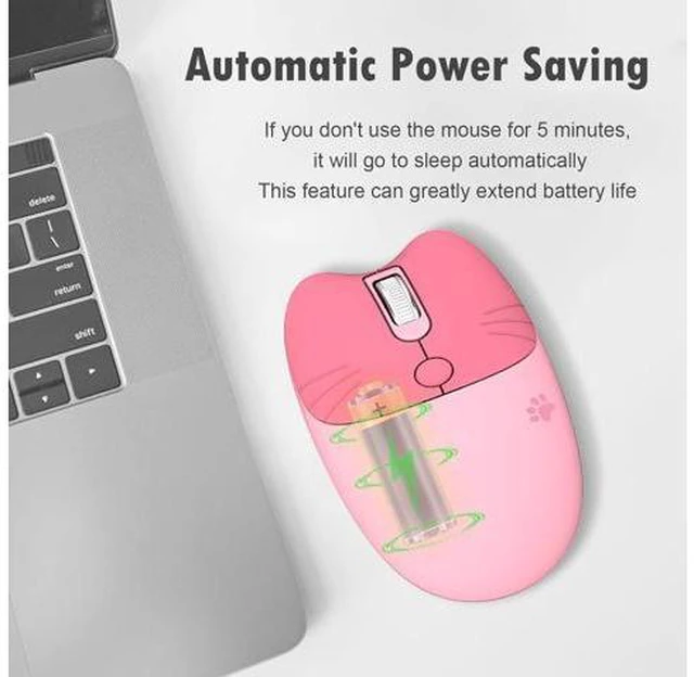 Alt view image 6 of 7 - Lomiluskr Cute Cat Wireless Mouse, Lightweight Soundless Mouse, 2.4G Wireless Mice, Candy Colors, Kawaii Mouse for Girls and Kids (Pink)