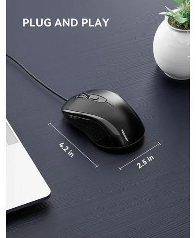 Alt view image 4 of 7 - Wired Mouse USB Wired Computer Mouse 3600DPI 4 Adjustable Levels 6-Button Ergonomic Mice Home and Office Mouse for Laptop PC Desktop Notebook - Black