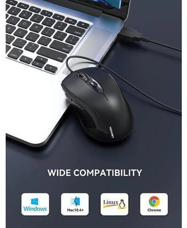 Alt view image 6 of 7 - Wired Mouse USB Wired Computer Mouse 3600DPI 4 Adjustable Levels 6-Button Ergonomic Mice Home and Office Mouse for Laptop PC Desktop Notebook - Black
