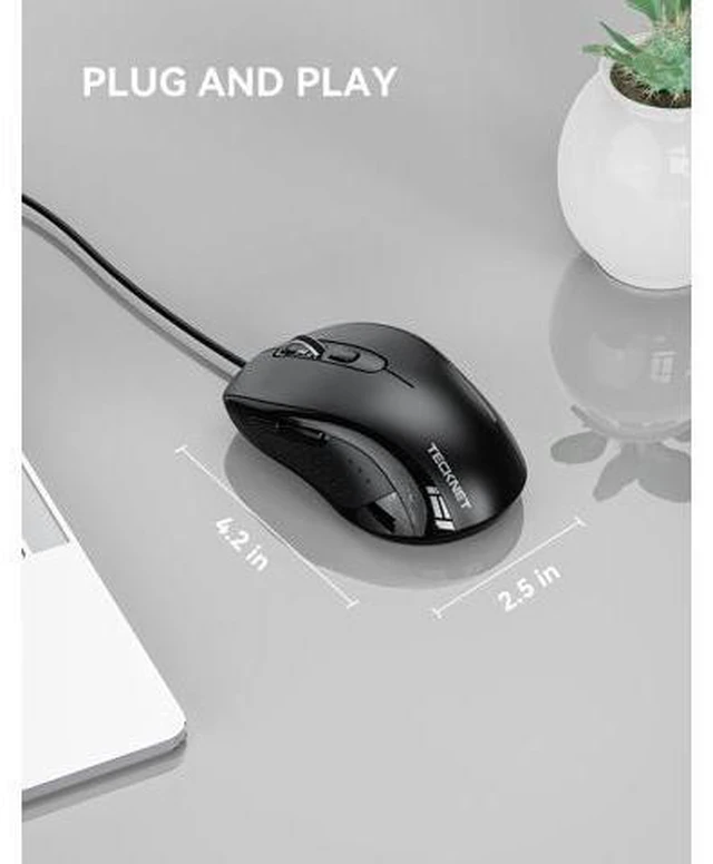 Alt view image 5 of 7 - Wired Mouse, USB Wired Computer Mice, 3600DPI 4 Adjustable Levels, 6-Button Ergonomic Mouse for Laptop PC Desktop Notebook - Black