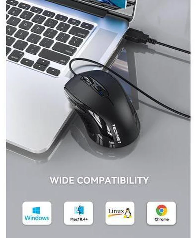 Alt view image 6 of 7 - Wired Mouse, USB Wired Computer Mice, 3600DPI 4 Adjustable Levels, 6-Button Ergonomic Mouse for Laptop PC Desktop Notebook - Black