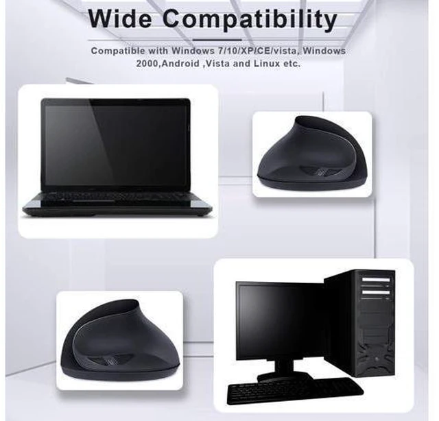 Alt view image 4 of 7 - SUNGI Left-Handed Mouse,2.4GHz Ergonomic Vertical DPI 800/1200/1600 Wireless Mouse with USB Receiver for Left Hand,Black