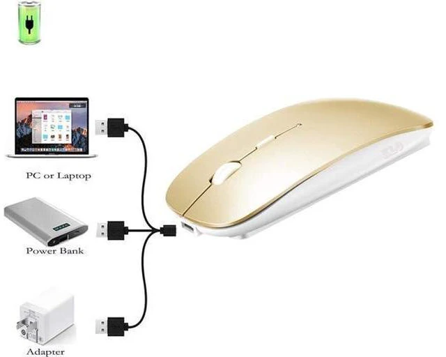 Alt view image 5 of 6 - Rechargeable Bluetooth Mouse for MacBook/MacBook air/Pro/iPad, Wireless Mouse for Laptop/Notebook/pc/iPad/Chromebook (Gold)