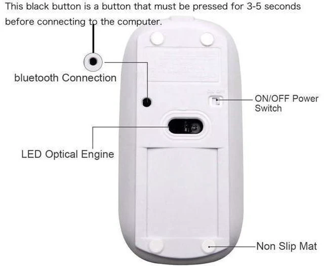 Alt view image 3 of 6 - Rechargeable Bluetooth Mouse for MacBook/MacBook air/Pro/iPad, Wireless Mouse for Laptop/Notebook/pc/iPad/Chromebook (Gold)