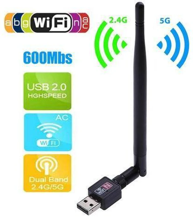 Alt view image 2 of 5 - 600Mbps USB WiFi Router Adapter PC Network LAN Card Dongle with Antenna wifi Adapter wifi