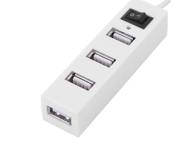 Alt view image 2 of 4 - 4-Port High Speed Data Laptop USB 2.0 Hub Transfer Ports Splitter White