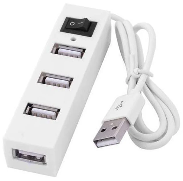 Main image of 4-Port High Speed Data Laptop USB 2.0 Hub Transfer Ports Splitter White