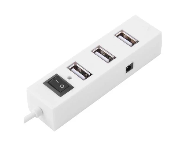 Alt view image 3 of 4 - 4-Port High Speed Data Laptop USB 2.0 Hub Transfer Ports Splitter White