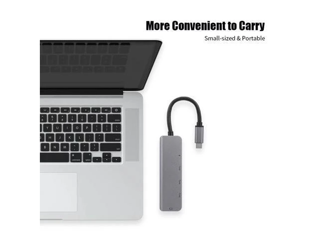 Alt view image 4 of 5 - 5-Port 5IN1 Type-C to PD USB*2 HDTV TypeC Adapter Multi-Function Converter 4K for Macbook HDTV Projector Plug & Play usb hubs