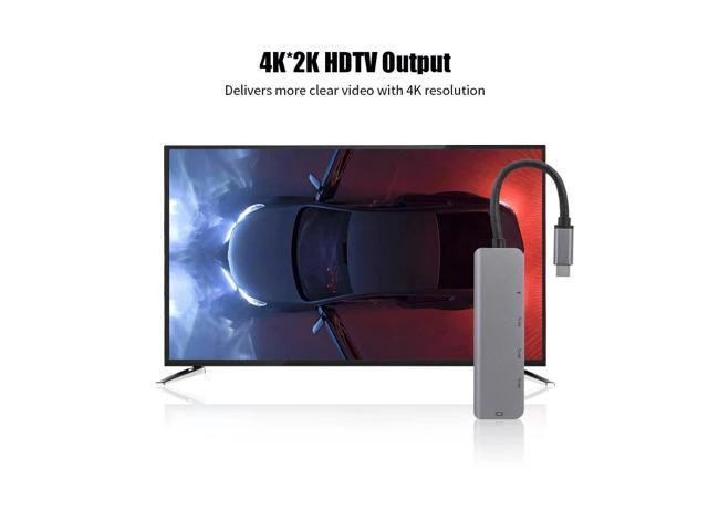 Alt view image 5 of 5 - 5-Port 5IN1 Type-C to PD USB*2 HDTV TypeC Adapter Multi-Function Converter 4K for Macbook HDTV Projector Plug & Play usb hubs