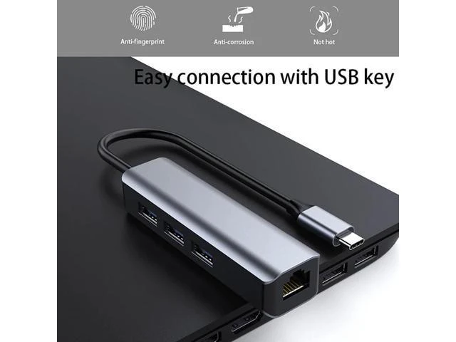 Alt view image 4 of 5 - 4 in 1 Hub, to Gigat Network Interface + 3 USB3.0 Port Hub Expanders
