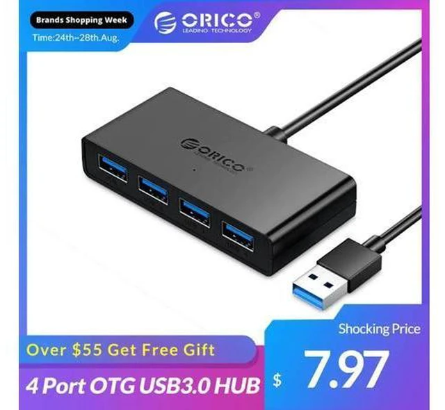 Main image of USB3.0 HUB With Power Supply Interface Multi 4 Port USB Splitter OTG Adapter Support 5Gbps 12TB HDD For PC Computer Laptop