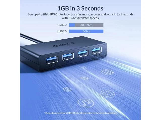 Alt view image 3 of 5 - USB3.0 HUB With Power Supply Interface Multi 4 Port USB Splitter OTG Adapter Support 5Gbps 12TB HDD For PC Computer Laptop