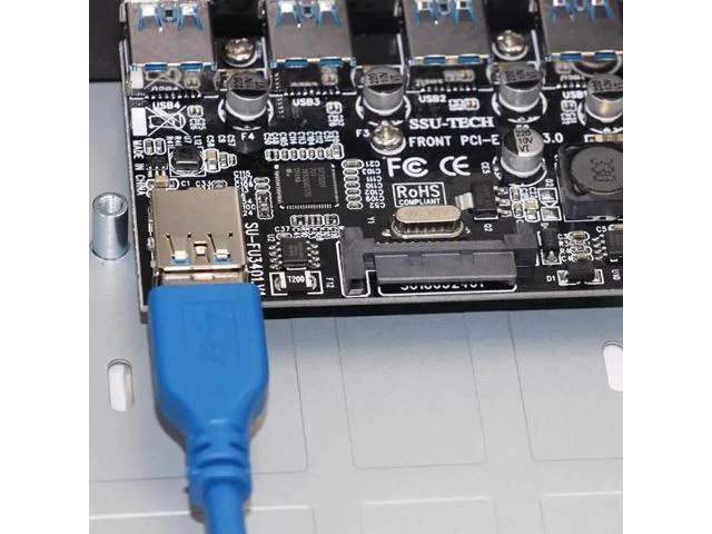 Alt view image 5 of 5 - PCI-E to 4 Port USB 3.0 Front Panel Combo Bracket USB 3.0 5 Gbps PCI Express Expansion Card Adapter for Desktop PC