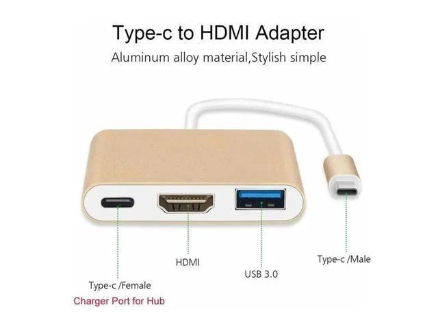 Alt view image 2 of 5 - 3-In-1 USB 3.1 Type-C to / USB3.0 / Type-C Female Aluminum Adapter Multiport Macbook For Apple Adapter Adapter Convert A0R0