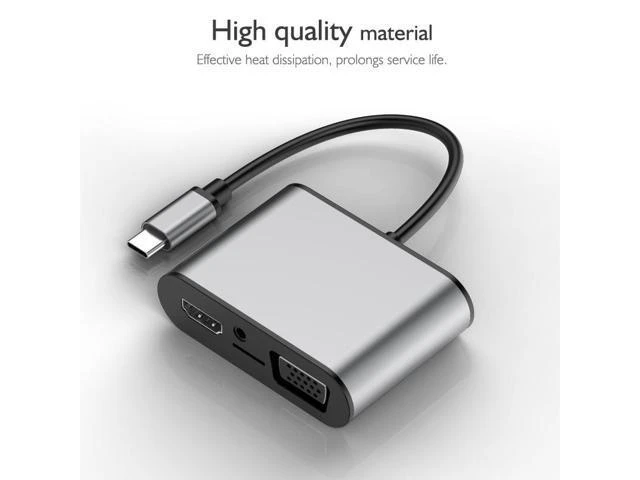Alt view image 3 of 7 - basix TW8R 8 in 1 USB-C / Type-C to 3 USB 3.0 + USB-C / Type-C + HDMI + VGA Interfaces HUB Adapter with Micro SD Card Slot & 3.5mm AUX - OEM