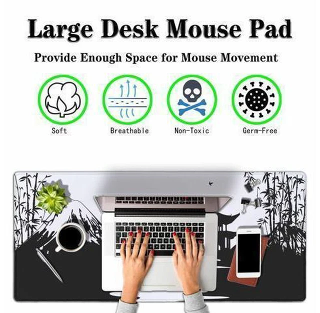 Alt view image 3 of 5 - Y YIHANGBEST Japanese Landscapes Mouse Pad for Desk Red Sunset Mountains Large Gaming Mousepad for Home,Office,Computer,Keyboard Mat 35.4"X15.7"
