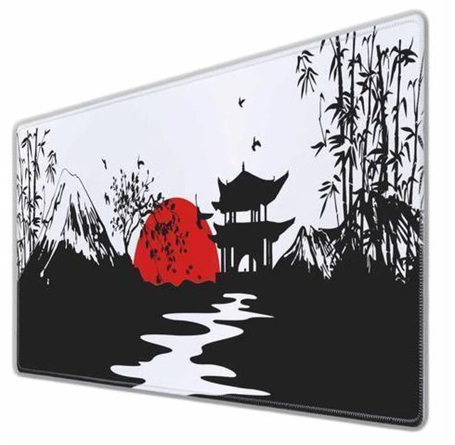 Alt view image 5 of 5 - Y YIHANGBEST Japanese Landscapes Mouse Pad for Desk Red Sunset Mountains Large Gaming Mousepad for Home,Office,Computer,Keyboard Mat 35.4"X15.7"