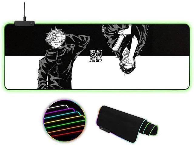 Main image of Jujutsu Kaisen2 Anime Mouse Pad, RGB 14 Light up Modes Large Mousepad with Stitched Edge Frame & Non-Slip Rubber Base, Long Laptop Glowing Desk Pad, Computer Keyboard and Mice Pads Mouse Mat